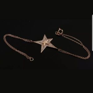 Double star gold & white topaz bracelet